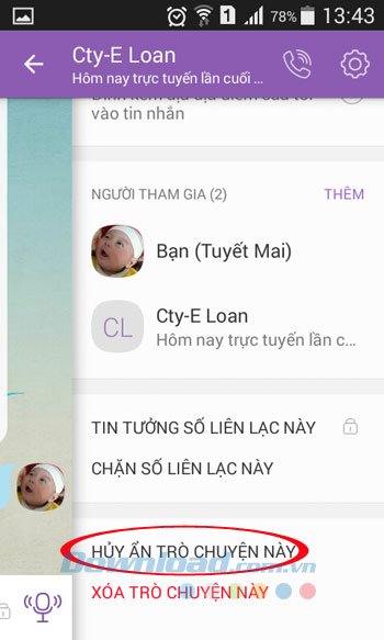 Hủy ẩn cuộc trò chuyện