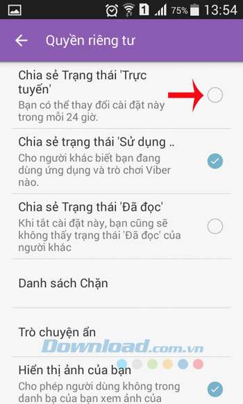 Giấu trạng thái trực tuyến