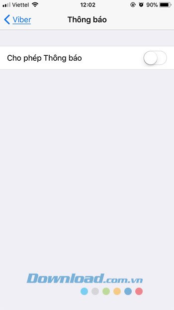 Tắt thông báo của Viber