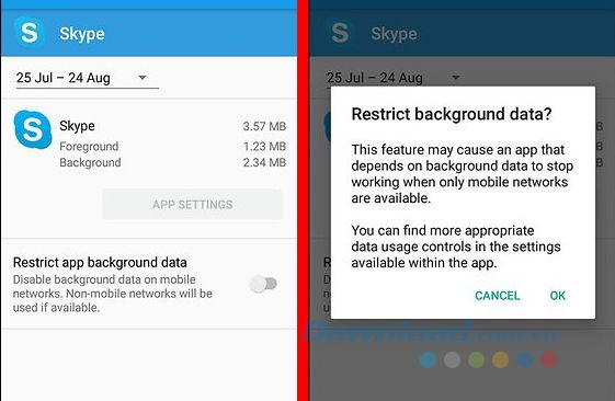Giới hạn Skype trên Android