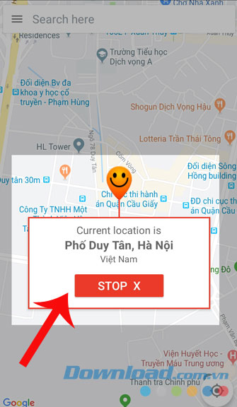 Quay lại ứng dụng và đợi cho đến khi nút Dừng xuất hiện