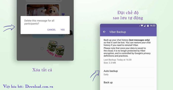 Viber hỗ trợ sao lưu tự động