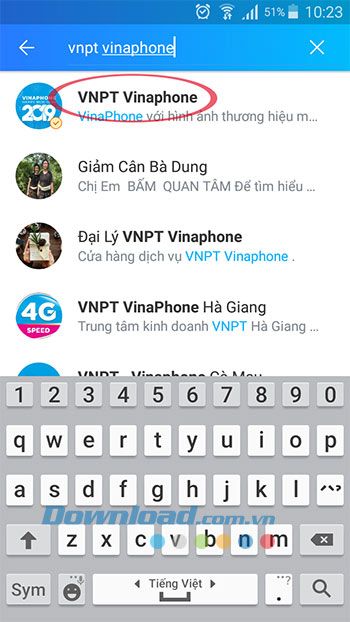 Tìm kiếm Tài khoản Chính thức của VinaPhone