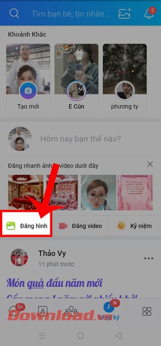 Nhấn vào phần Đăng hình ảnh