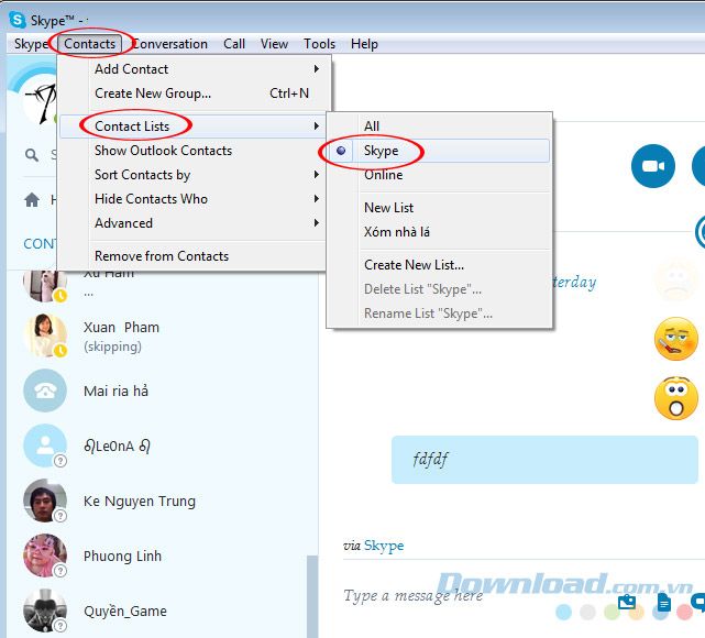 Danh bạ Skype