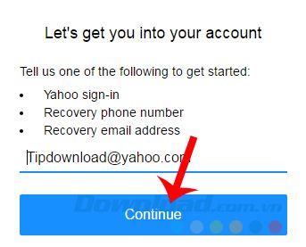 Khôi phục tài khoản của Yahoo
