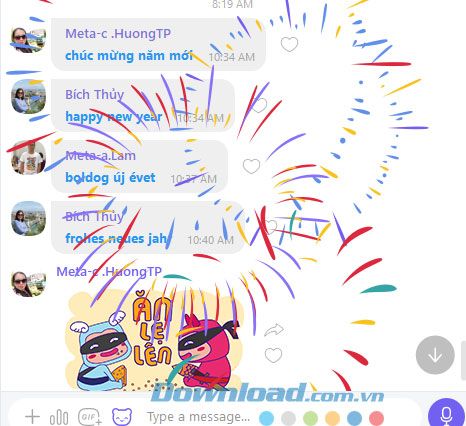 Hiệu ứng pháo hoa trên Viber khi chat