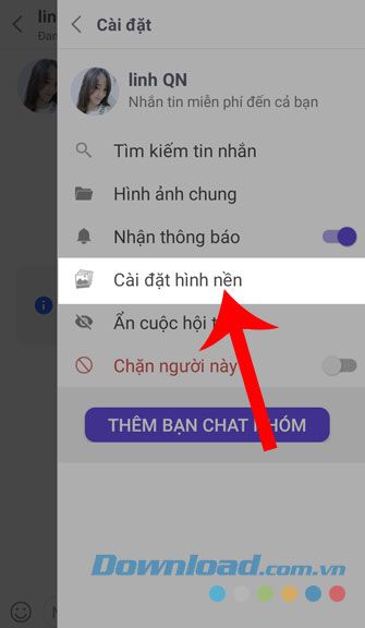 Chọn Cài đặt hình nền