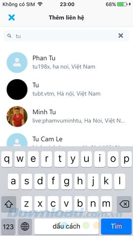 Tên người dùng Skype