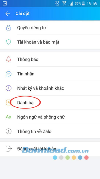 Thiết lập Danh bạ