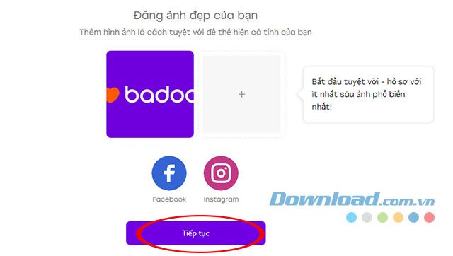 Thêm hình ảnh cá nhân để chia sẻ trên Badoo