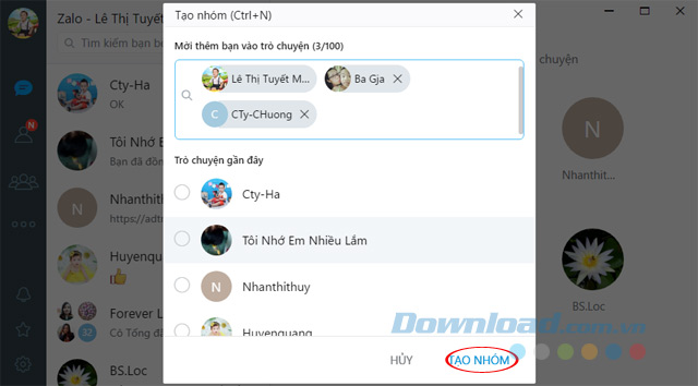 Tạo nhóm trò chuyện