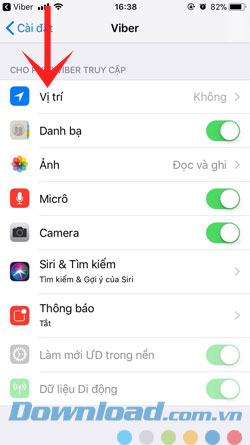 Vị trí trên Viber