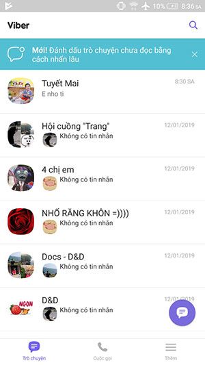 Giao diện chính của Viber