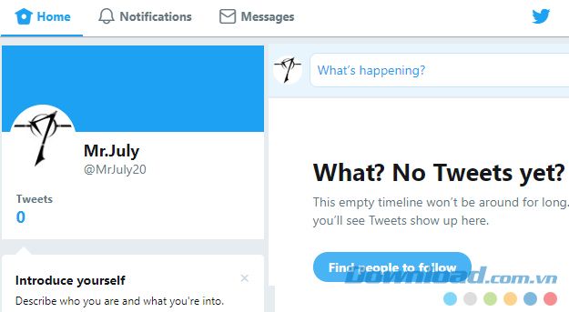 Hoàn thành quá trình tạo tài khoản Twitter