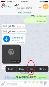 Chỉnh sửa lại tin nhắn đã gửi trên Telegram