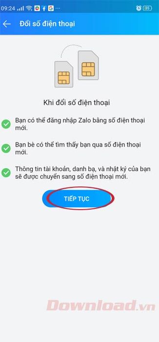 Thay đổi số điện thoại