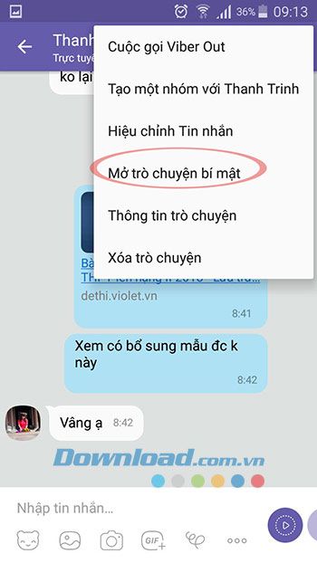 Mở cuộc trò chuyện riêng tư