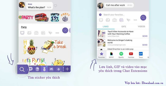 Viber hỗ trợ lưu liên kết ưa thích