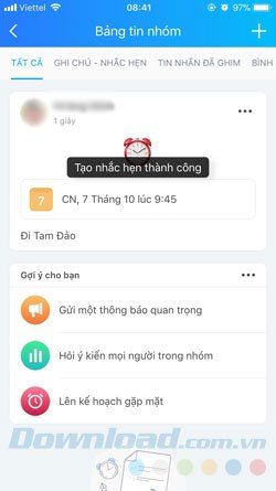 Zalo Lên lịch hẹn