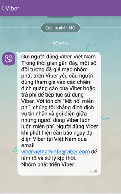 Hiện tượng lừa đảo trả phí, trúng thưởng 'nở rộ' trên Viber