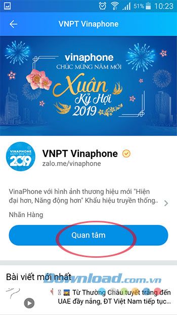 Quan tâm Tài khoản Chính thức của VinaPhone