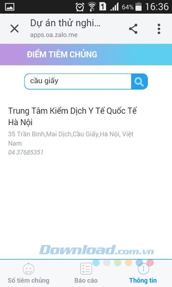 Địa chỉ tiêm chủng