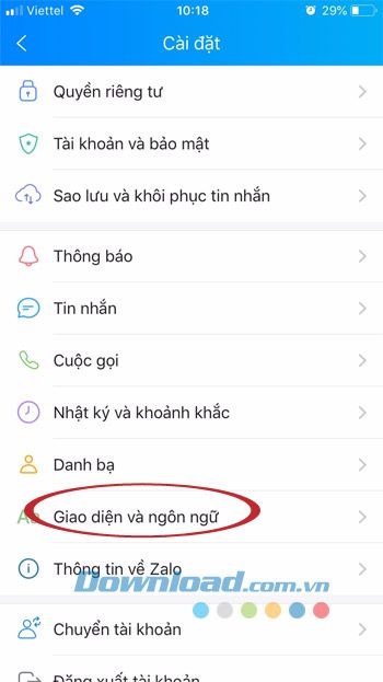 Giao diện và ngôn ngữ