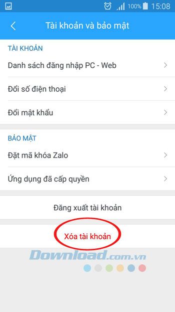 Xoá tài khoản