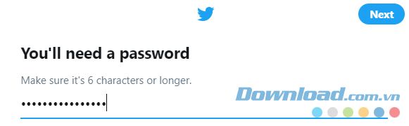 Nhập mật khẩu cho tài khoản Twitter