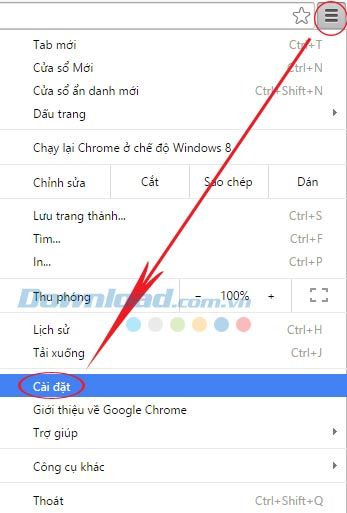 Giao diện chính của Chrome