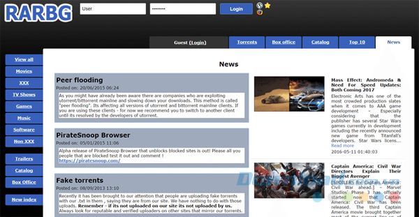 Trang web chia sẻ torrent RARBG