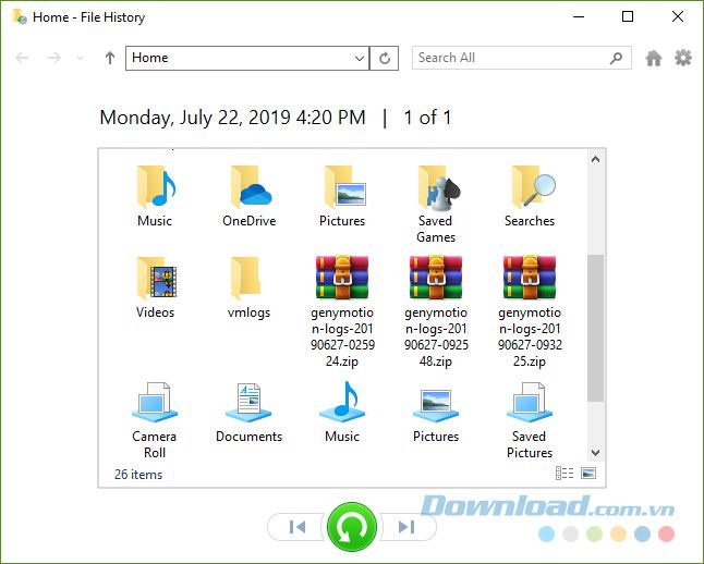 Khôi phục dữ liệu đã sao lưu trên Windows 10 bằng File History