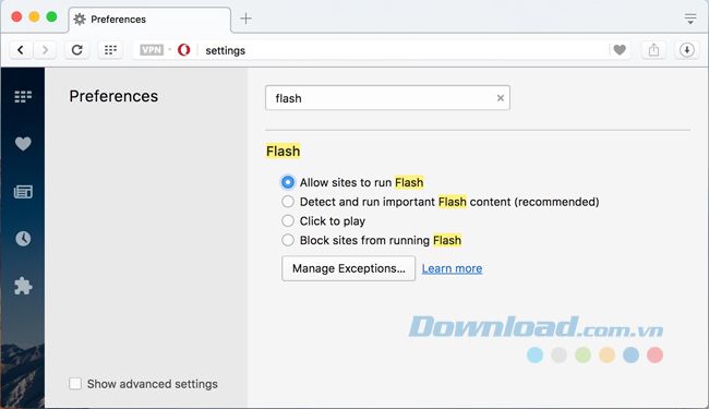 Gõ Flash vào ô tìm kiếm