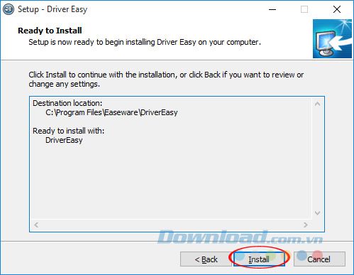 Bắt đầu cài đặt DriverEasy