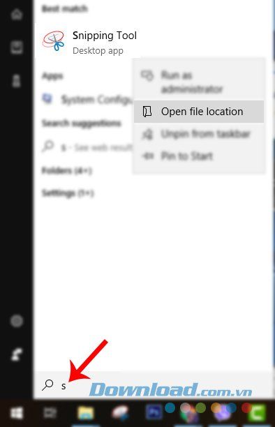 Tìm Snipping Tool