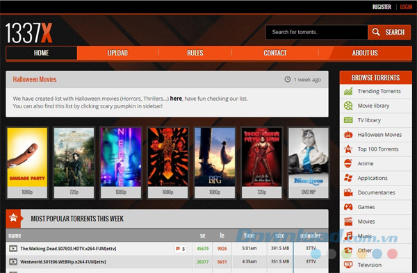 Trang web chia sẻ torrent 1337X