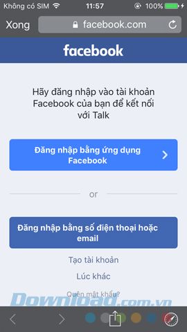 Đăng nhập vào Facebook