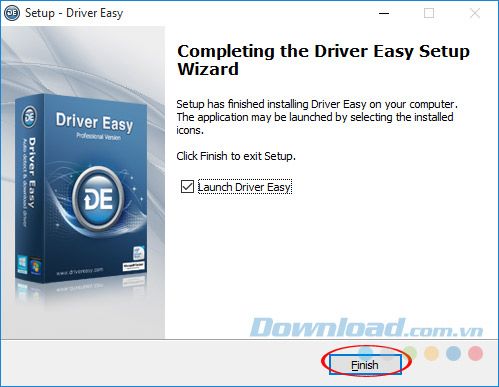 Kết thúc cài đặt DriverEasy