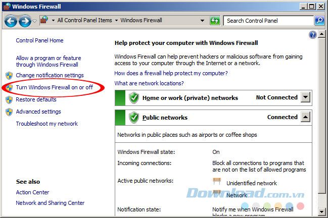 Tắt tường lửa của máy tính