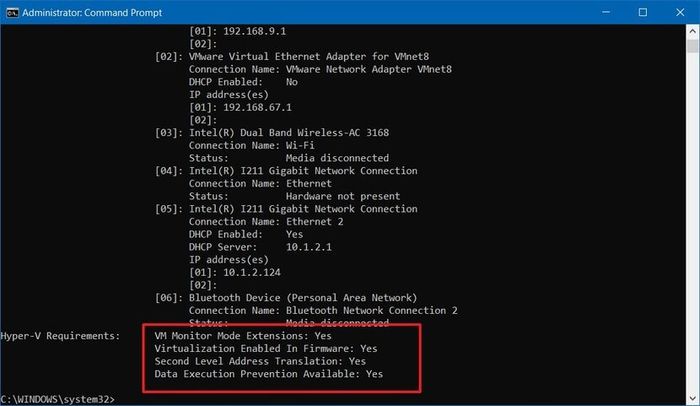 Kiểm tra khả năng hỗ trợ Hyper-V trên Windows 10