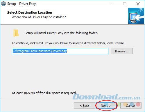 Chọn đường dẫn cài đặt của DriverEasy