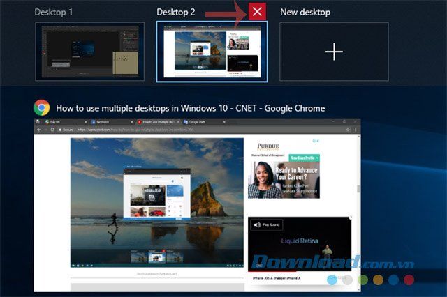 Đóng màn hình ảo trên Windows 10