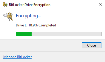 Thời gian để BitLocker thực hiện nhiệm vụ sẽ phụ thuộc vào khối lượng dữ liệu cần mã hóa