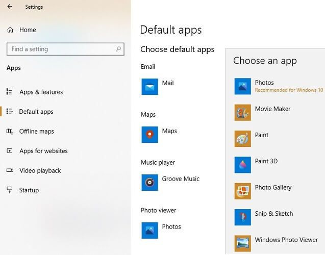 Các ứng dụng mặc định trên Windows 10