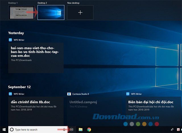 Chuyển đổi màn hình ảo trên Windows 10