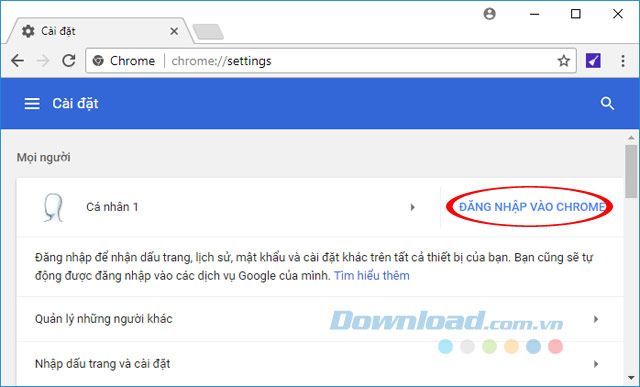 Đăng nhập vào Chrome