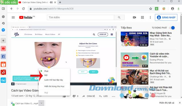 Mở Video YouTube sau khi đã tải