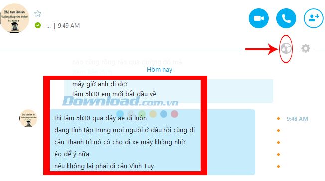 Trò chuyện bình thường trên Skype