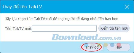 Thay đổi tên trên TalkTV